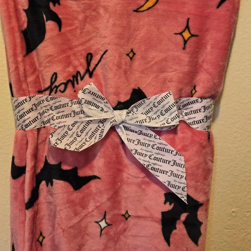 Juicy Couture Pink and Black Plush Throw